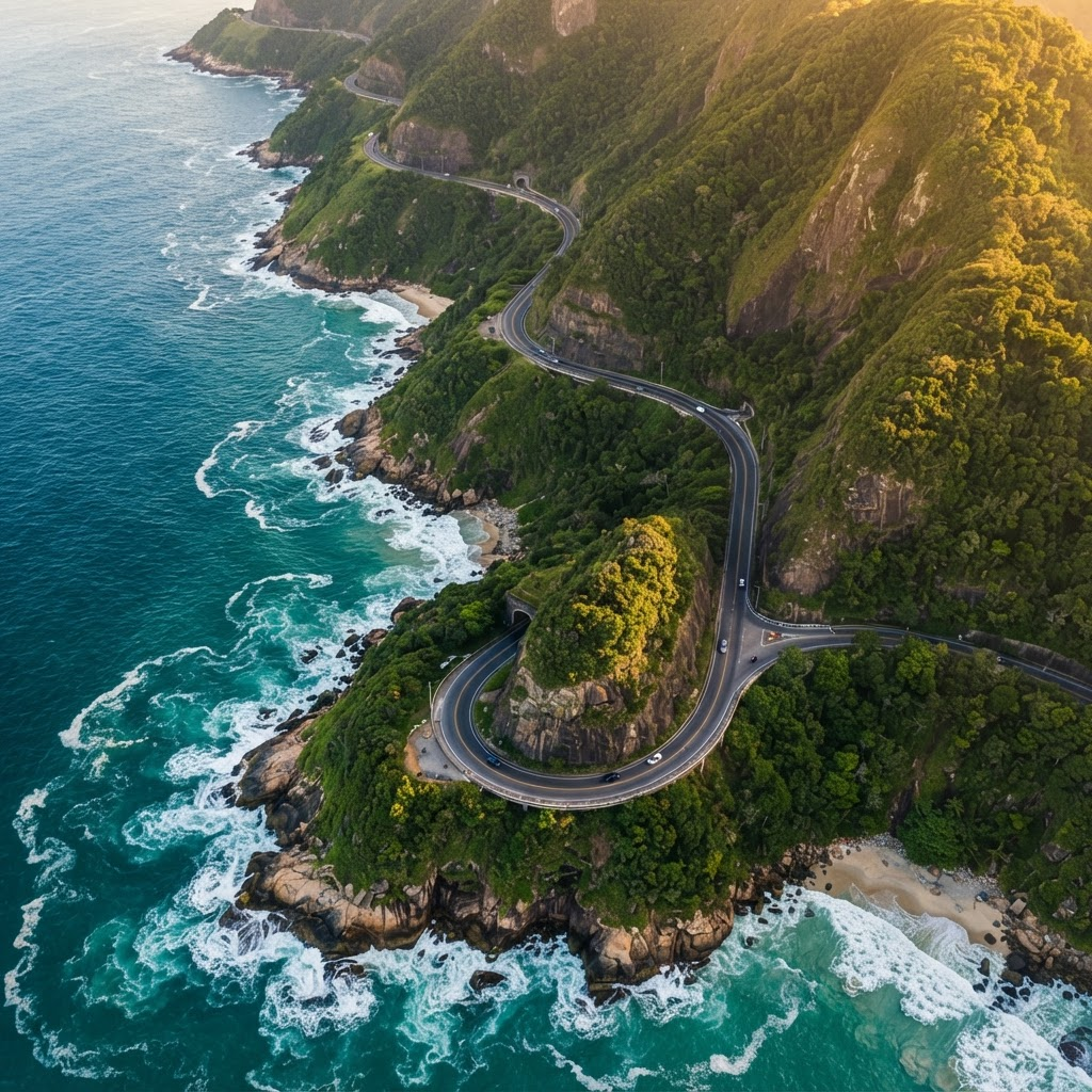 Cinematografia aérea de um litoral com drone